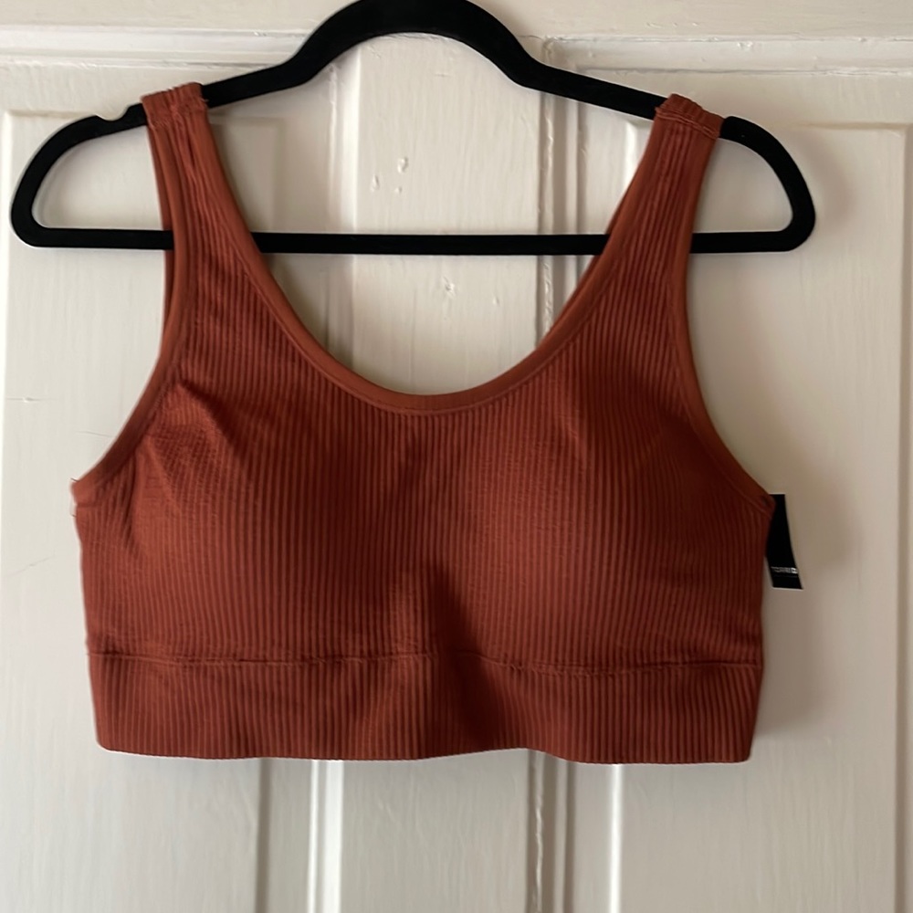burnt orange ribbed knit sports bra, torrid size 1